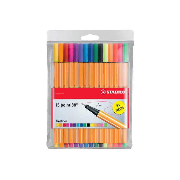 Stabilo Point 88 Neon - Ensemble de 15