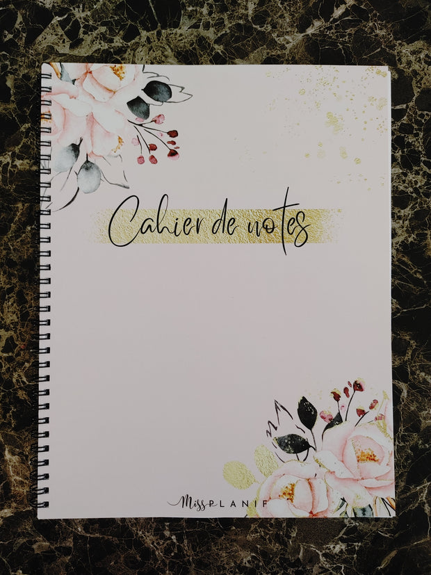Grand cahier de notes - Fleurs roses