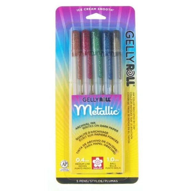 Gelly Roll Metallic Dark- Étui de 5 stylos