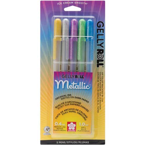 Gelly Roll Metallic - Étui de 5 stylos
