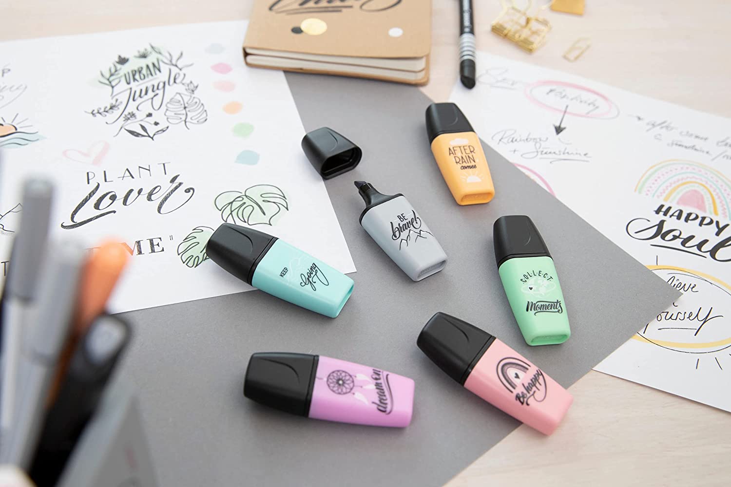 6 mini surligneurs pastel - Papeterie originale/Feutres & Surligneurs -  Bonjour Concept Store