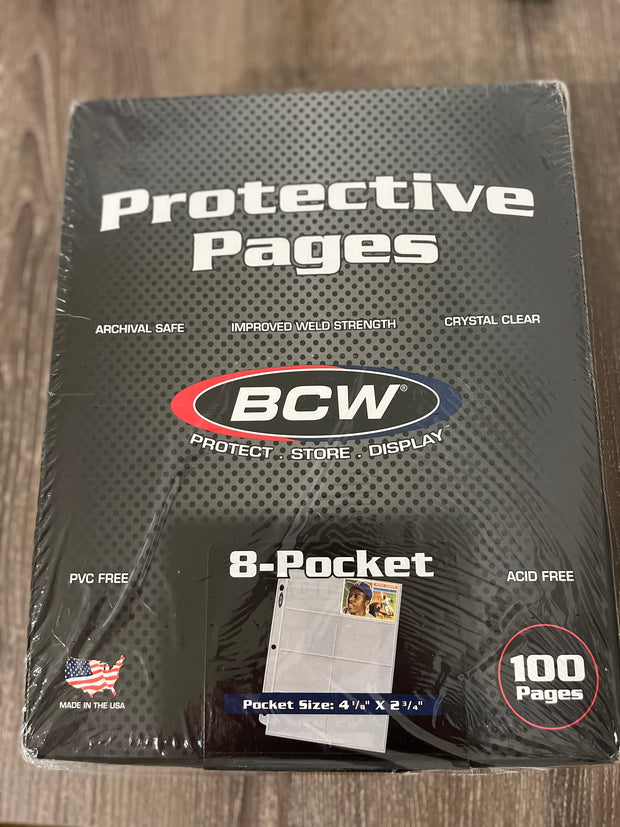 Feuilles à pochettes BCW 8 espaces - Paquet de 100