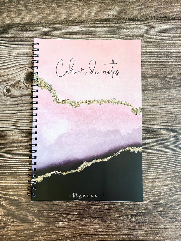 Petit cahier de notes - Mauve & gold