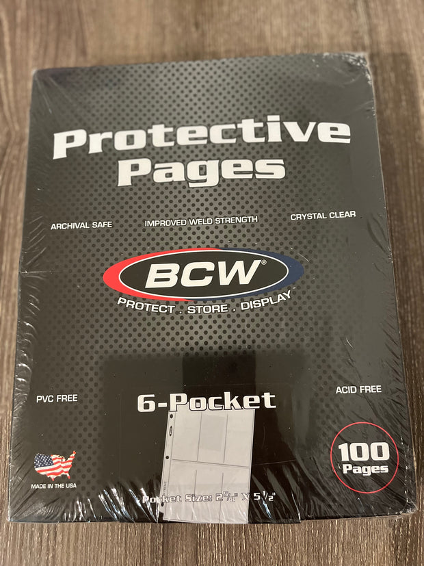 Feuilles à pochettes BCW 6 espaces - Paquet de 100