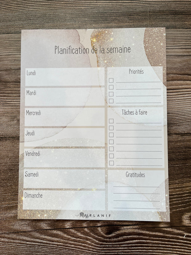 Grand bloc-notes - Planificateur de la semaine