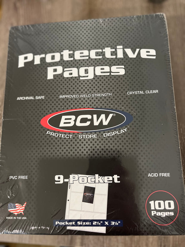 Feuilles à pochettes BCW 9 espaces - Paquet de 100