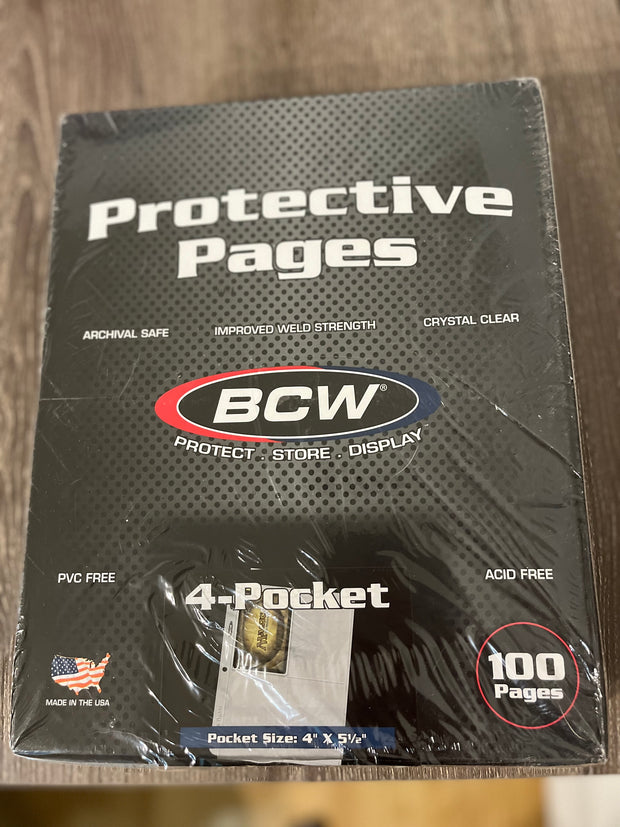 Feuilles à pochettes BCW 4 espaces - Paquet de 100